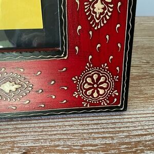 Solid wood photo frames etched then hand painted, set of 2